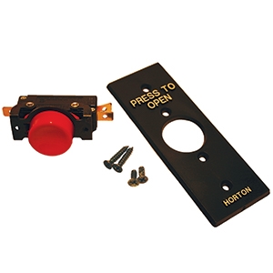 C0521 - Jamb Mount 1 inch RED Push Button Switch w/Push to Open Face Plate - (Horton)