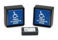 CTP-H - ClearPath Radio Control - 4.5in. Square Blue Stainless Steel Push Plate Package for Single Door - (Wheel Chair - Press to Operate) - (MS SEDCO)