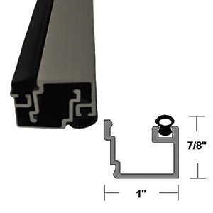 DE0210-01A -4FT  - 1/4in, Glass Stop w/Vinyl. (Clear Aluminum)  - (ESA)