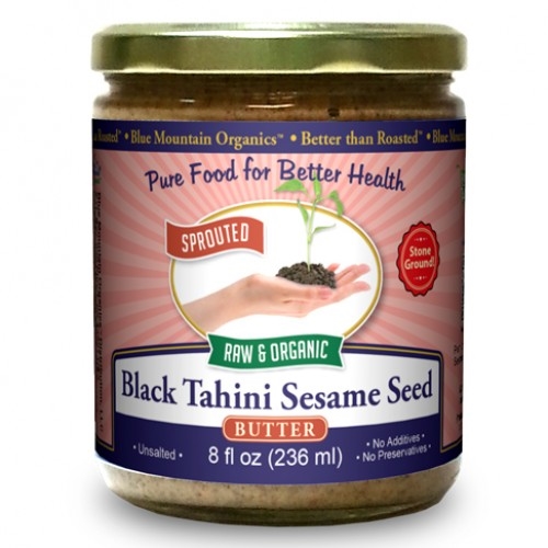 BTR™ Black Sesame Seed Butter / Tahini - SPROUTED, Certified Organic, Raw - 16oz.