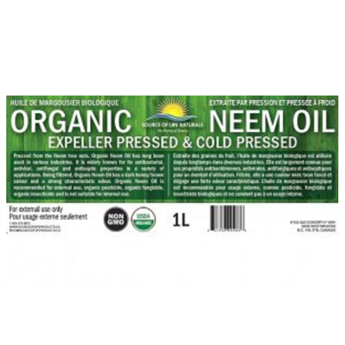 Expeller Pressed Neem Oil , 1 L. (Non-GMO, Organic) - Source of Life Naturals