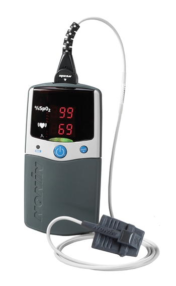 PalmSat 2500A Digital Handheld Pulse Oximeter with Alarm & Sensor