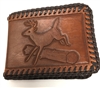 Handmade Leather Wallet with Deer Scene