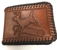 Handmade Leather Wallet with Deer Scene