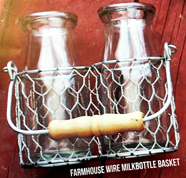 Farmhouse Wire Two Milk Bottle Basket