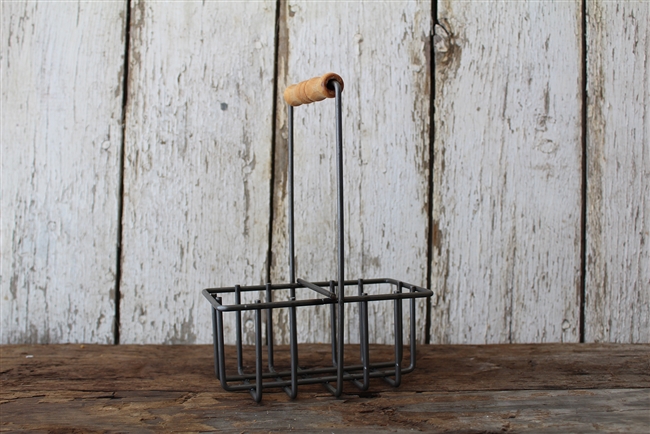 Black Metal Two Milk Bottle Basket