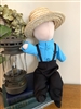 Amish Made Boy Doll Dressed in Light Blue