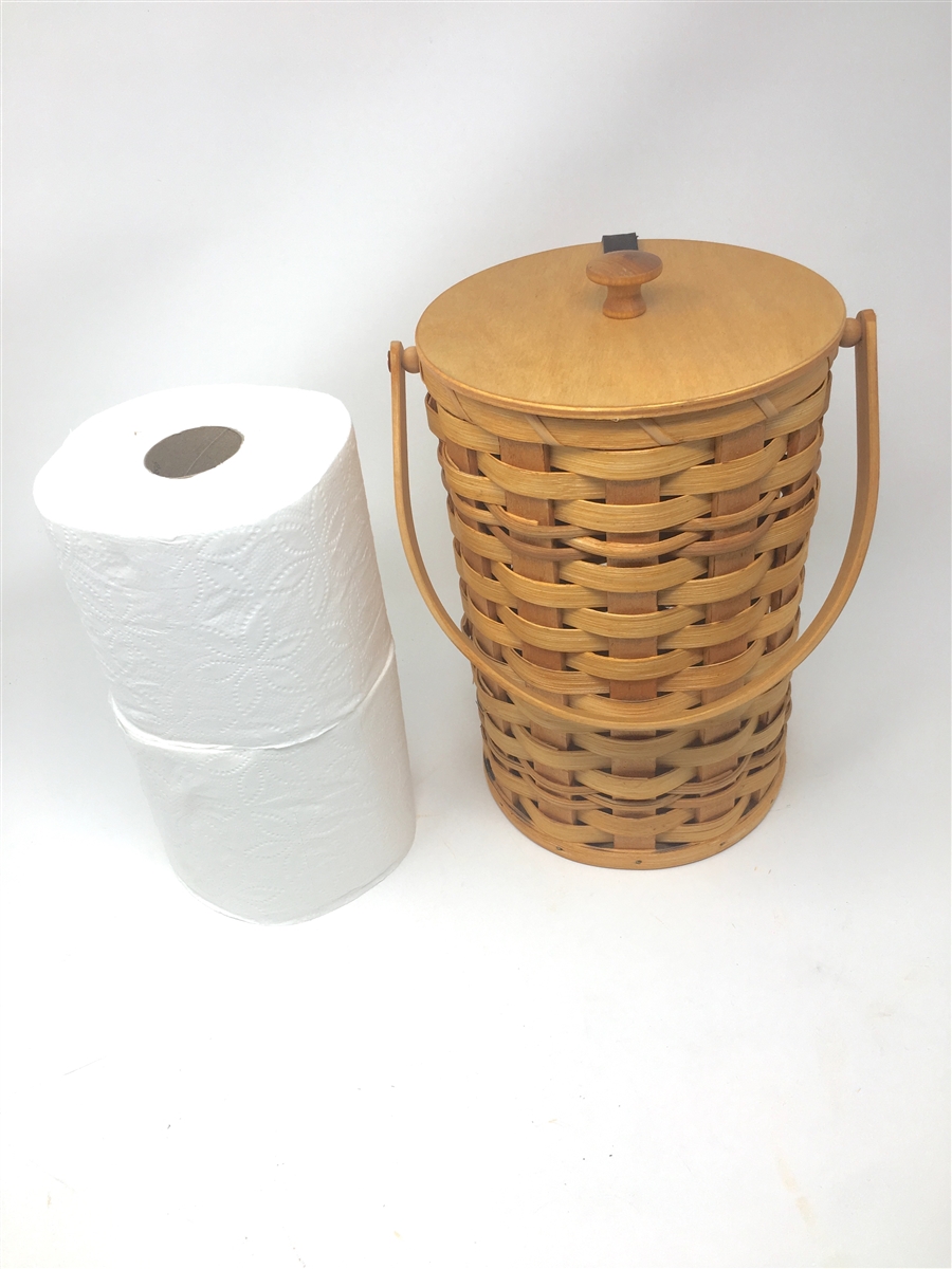 This Amish made toilet paper holder is perfect for any bathroom. Stores 2  rolls and is made to sit on the back of your toilet. Perfect way to store  those extra rolls
