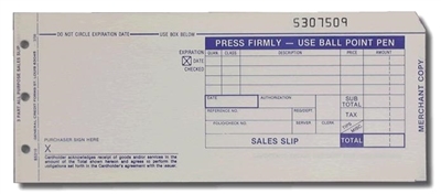3-Part Long Credit Card Sales Slips (Pack of 100)