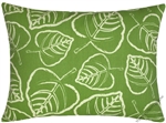 green/ivory leaf indoor/outdoor throw pillow cover