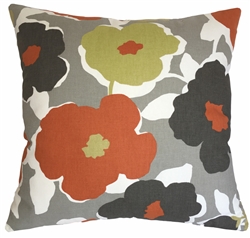 Orange Animated Floral Decorative Throw Pillow Cover