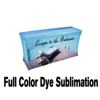 4 ft. x 30"Top x 29"H - 4 Sided Stretch Table Throw (FULL COLOR PRINT) Dye Sublimation