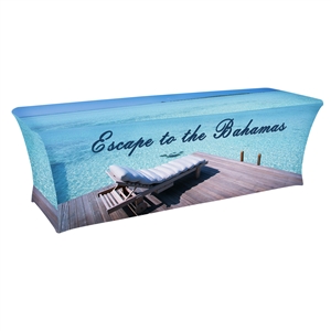 6 ft. 30"Top x 29"H - 4 Sided Stretch Table Throw (FULL COLOR PRINT) Dye Sublimation