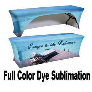 4 ft. x 30"Top x 29"H - 3 Sided Stretch Table Throw (Full Color Print) Dye Sublimation