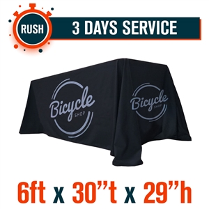 3-Days RUSH SERVICE - 6ft x 30"T x 29"H 3 Sided Economy Table Throw