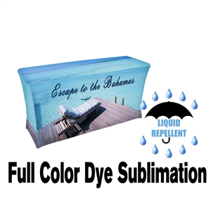 4 ft. x 30"Top x 29"H - 4 Sided Stretch Liquid Repellent Table Throw (FULL COLOR PRINT) Dye Sublimation