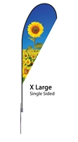 Extra Large Single Sided Teardrop Flag -  Spike Base