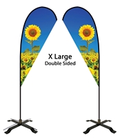 Extra Large Double Sided Teardrop Flag -  Black X Base