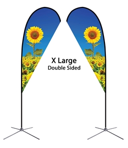 Extra Large Double Sided Teardrop Flag - Chome x Base