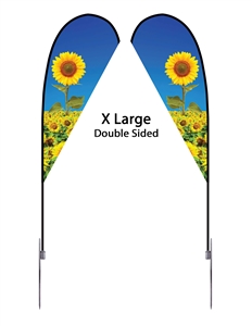 Extra Large Double Sided Teardrop Flag -  Spike Base
