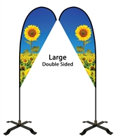Large Double Sided Teardrop flag - Black X Base