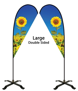 Large Double Sided Teardrop flag - Black X Base