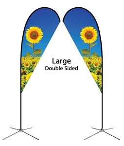 Large Double Sided Teardrop flag - Chrome X Base