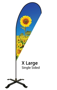 Extra Large Single Sided Teardrop Flag -  Black X Base