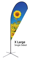 Extra Large Single Sided Teardrop Flag -  Chrome X Base