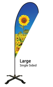 Large Single Sided Teardrop flag - Black X Base