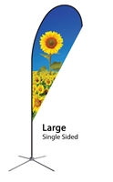 Large Single Sided Teardrop flag - Chrome X Base