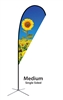 Medium Single Sided Teardrop flag - Chrome X Base