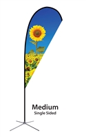 Medium Single Sided Teardrop flag - Chrome X Base