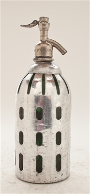 Metal Gajos Vintage Seltzer Bottle | The Seltzer Shop | Colored Argentine seltzer bottle - vintage seltzer pendant light - wine chiller interior design elements