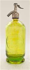 Yellow Vintage Seltzer Bottle | The Seltzer Shop | Colored Argentine seltzer bottle - vintage seltzer pendant light - wine chiller interior design elements