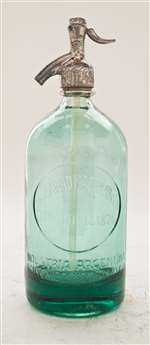 Clear Vintage Seltzer Bottle | The Seltzer Shop | Colored Argentine seltzer bottle - vintage seltzer pendant light - wine chiller interior design elements