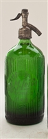 JM Leiva Green Vintage Seltzer Bottle | The Seltzer Shop | Colored Argentine seltzer bottle - vintage seltzer pendant light - wine chiller interior design elements