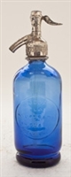 Blue Seltzer Bottle | The Seltzer Shop | Colored Argentine seltzer bottle - vintage seltzer pendant light - wine chiller interior design elements