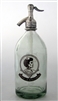 Vintage Graphic La Africana Brown Seltzer Bottle | The Seltzer Shop | Colored Argentine seltzer bottle - vintage seltzer pendant light - wine chiller interior design elements