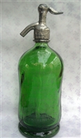 Green Silhouette Vintage Seltzer Bottle | The Seltzer Shop | Colored Argentine seltzer bottle - vintage seltzer pendant light - wine chiller interior design elements