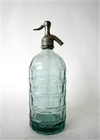 San Bernardo Etched Vintage Seltzer Bottle | The Seltzer Shop | Colored Argentine seltzer bottle - vintage seltzer pendant light - wine chiller interior design elements