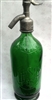 Green Relief Vintage Seltzer Bottle | The Seltzer Shop | Colored Argentine seltzer bottle - vintage seltzer pendant light - wine chiller interior design elements