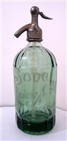 Acid Etched 1 Liter Clear Vintage Seltzer Bottle