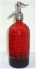 Clemente Rigante 90 Worked Glass Red Vintage Seltzer Bottle | The Seltzer Shop | Colored Argentine seltzer bottle - vintage seltzer pendant light - wine chiller interior design elements