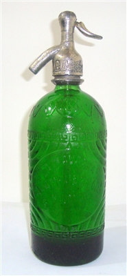 La Navarra Worked Glass Vintage Seltzer Bottle | The Seltzer Shop | Colored Argentine seltzer bottle - vintage seltzer pendant light - wine chiller interior design elements