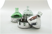 Set of 3 Triple Recycled Bud Vases | The Seltzer Shop | Colored Argentine seltzer bottle - vintage seltzer pendant light - wine chiller interior design elements