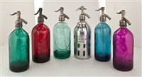 Collection I Vintage Seltzer Bottles | The Seltzer Shop | Colored Argentine seltzer bottle - vintage seltzer pendant light - wine chiller interior design elements