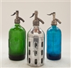 Collection V Vintage Seltzer Bottles | The Seltzer Shop | Colored Argentine seltzer bottle - vintage seltzer pendant light - wine chiller interior design elements