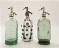 Collection VIII Vintage Seltzer Bottles | The Seltzer Shop | Colored Argentine seltzer bottle - vintage seltzer pendant light - wine chiller interior design elements