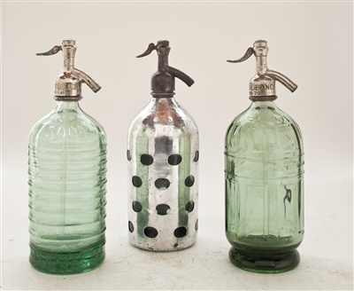 Collection VIII Vintage Seltzer Bottles | The Seltzer Shop | Colored Argentine seltzer bottle - vintage seltzer pendant light - wine chiller interior design elements